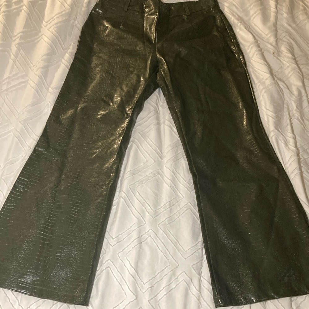 Imitation reptile skin wide leg pants